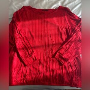 Lane Bryant Bold Red Ribbed/Knit Top